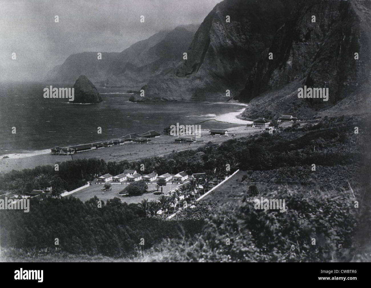 Leper Colony. The Kalawao Settlement, on the small Hawaiian island of Molokai, was established in 1866 as the first isolation Stock Photo