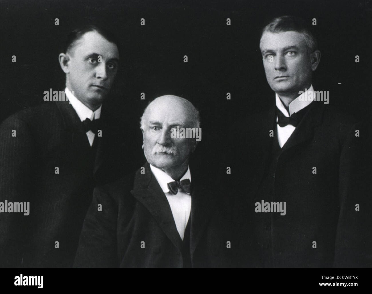 Mayo family portrait, ca. 1900. From left: Charles Horace Mayo (1865-1939), William Worrall Mayo (1819-1911) and William James Stock Photo