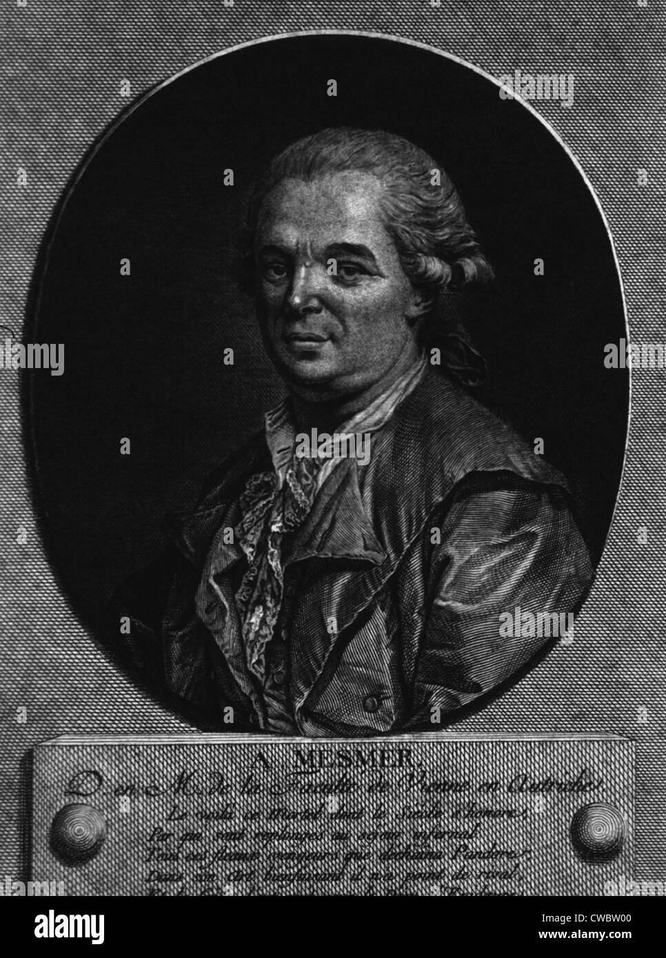 Friedrich Anton Mesmer (1734-1815). German physician believed that a spiritual force he called 'animal magnetism' and developed Stock Photo