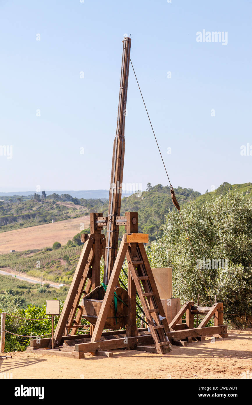 Trebuchet Example Medieval trebuchet replica in a reenactment of a Medieval Fair in ...