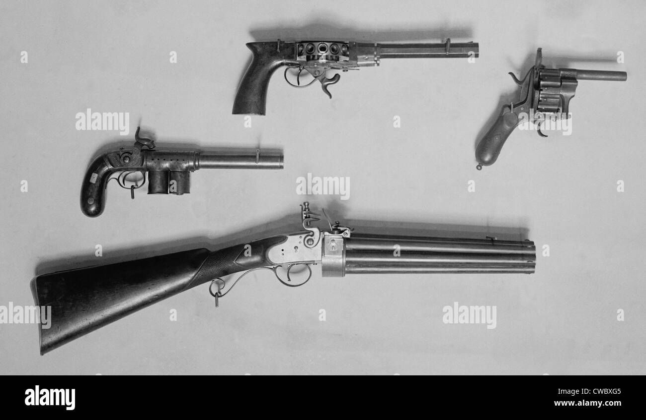 Historical Revolvers. Photo ca. 1910. Stock Photo