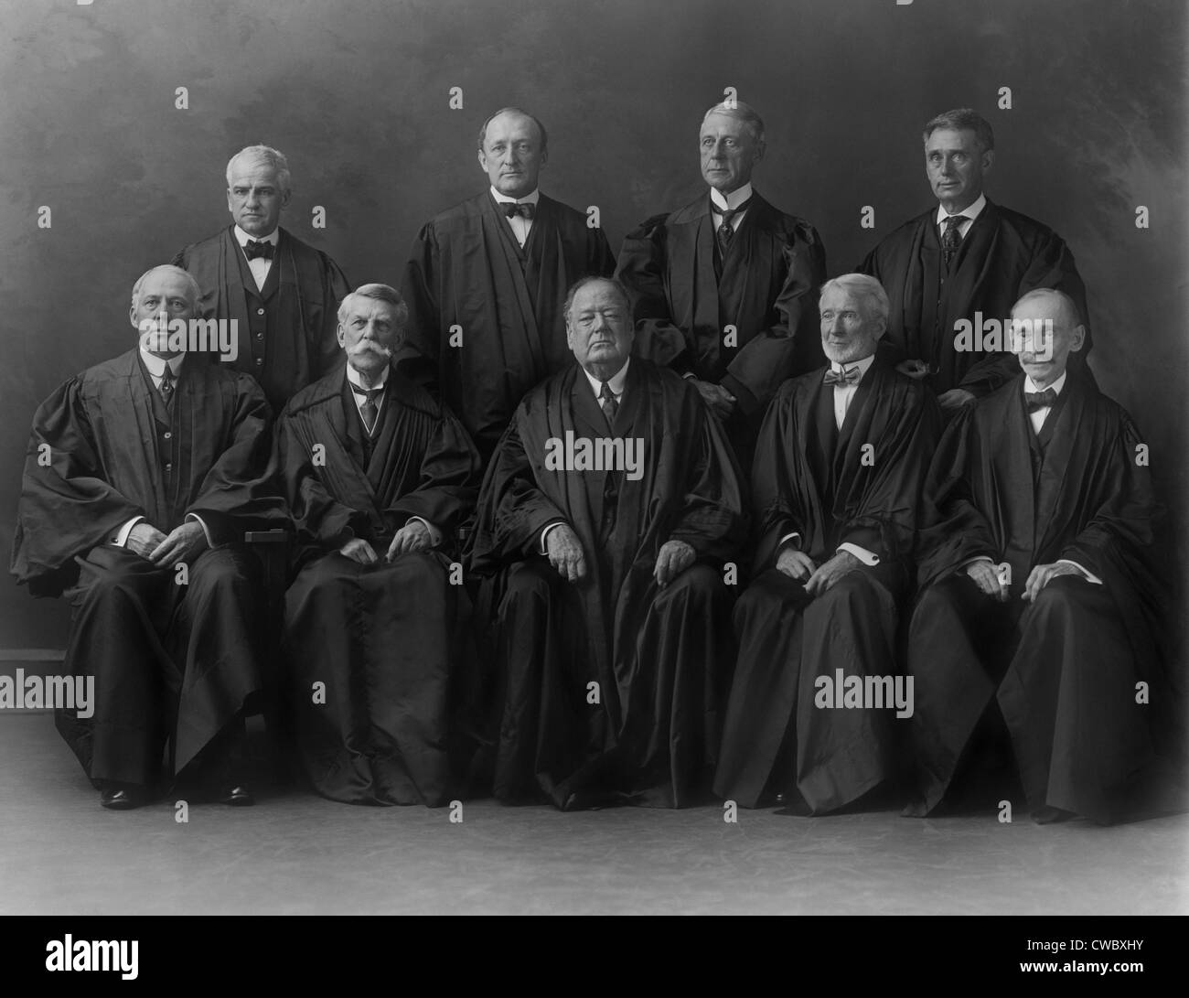 White Court. United States Supreme Court group portrait. Center Front is Chief Justice, Edward D. White Ca. 1915. Stock Photo