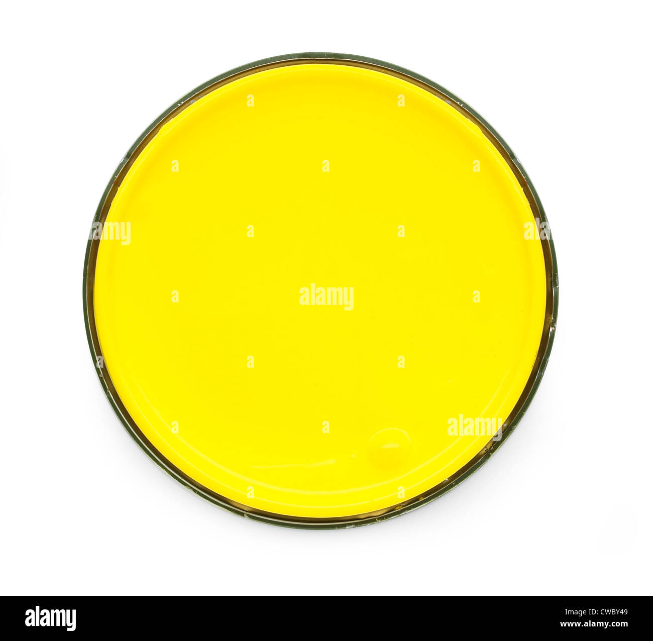Over head view of yellow paint Stock Photo