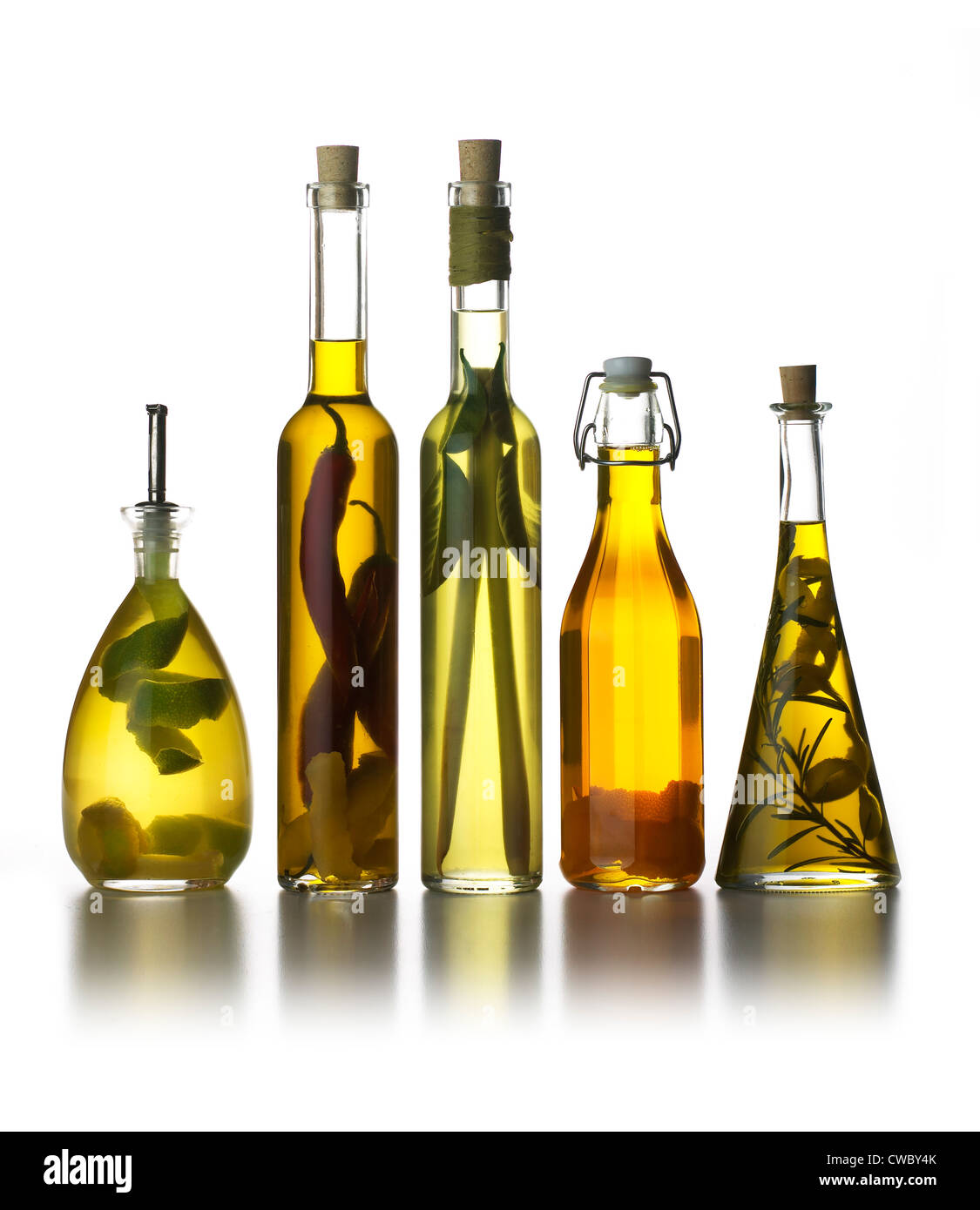 Bottled olive oils Stock Photo