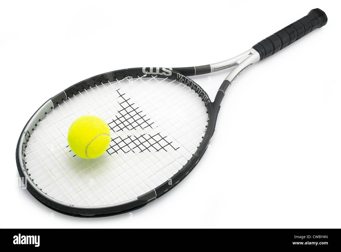 Tennis racket and ball Stock Photo
