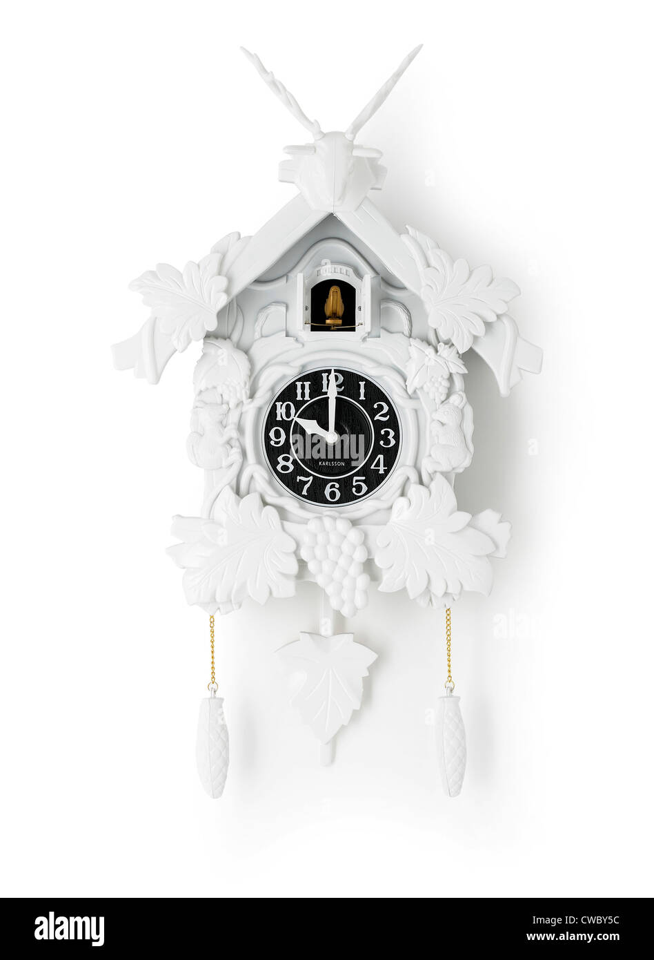 White cuckoo clock Stock Photo