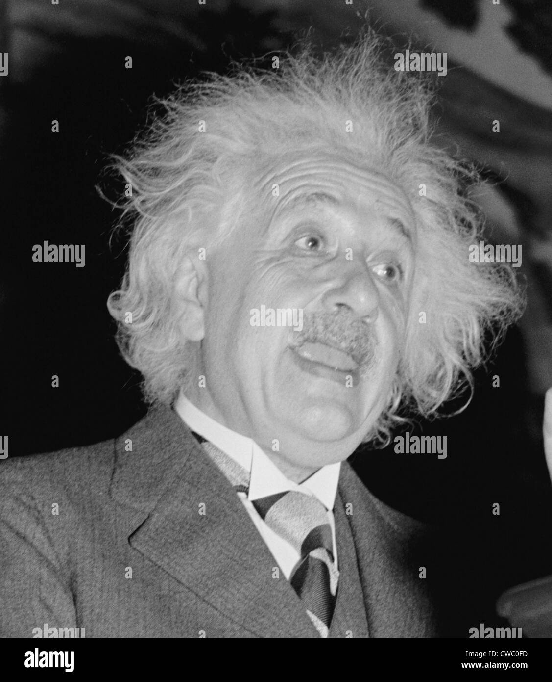 Albert Einstein (1879-1955), speaking in Washington, D.C. ca. 1940. Stock Photo