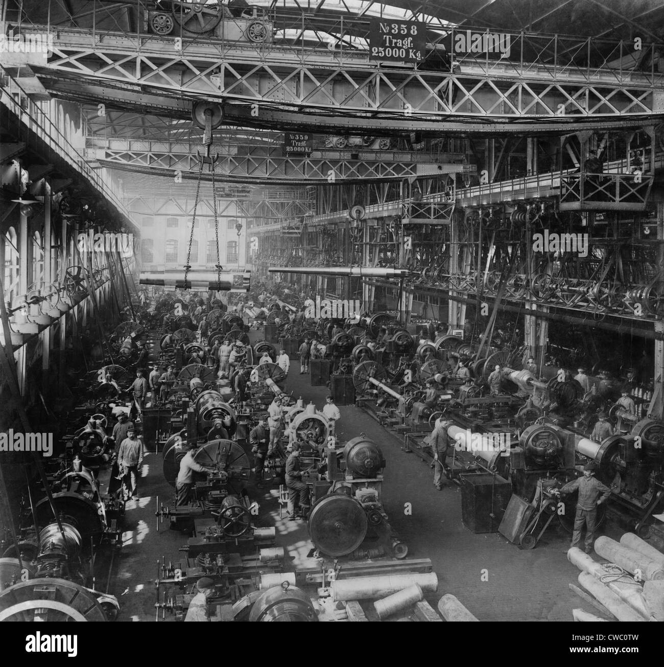 Krupp cannon manufacturing in Essen, Germany. The Krupp supported Germany's pre-World War I arms buildup where it had a near Stock Photo