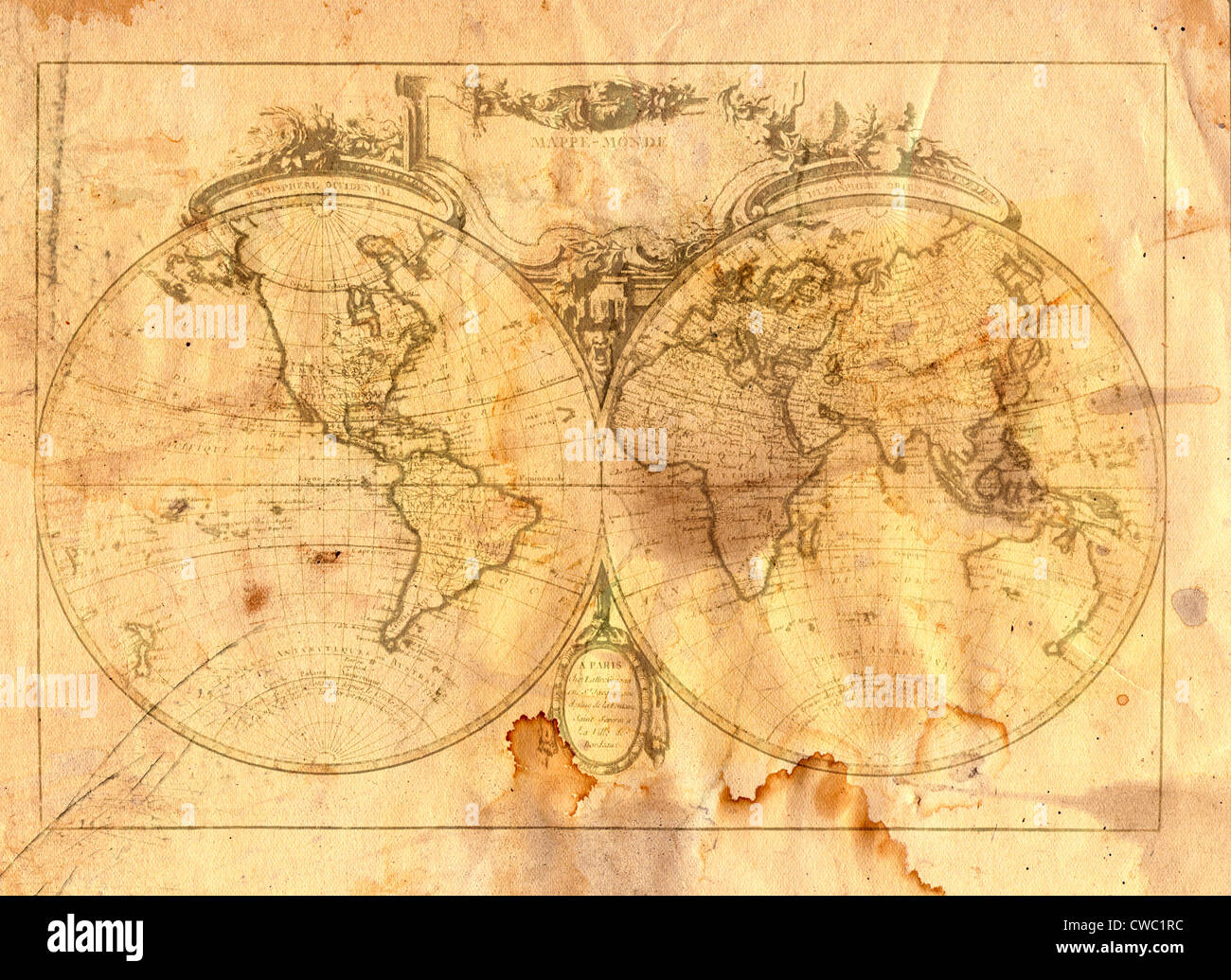 Vintage map of the world in grunge style Stock Photo - Alamy