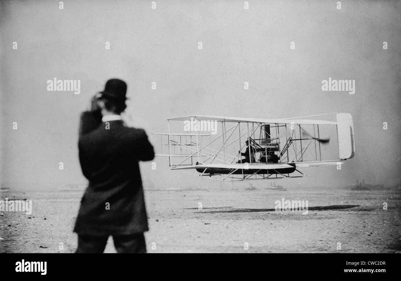 Wilbur Wright 18671912 takes off for a flight over New York harbor on