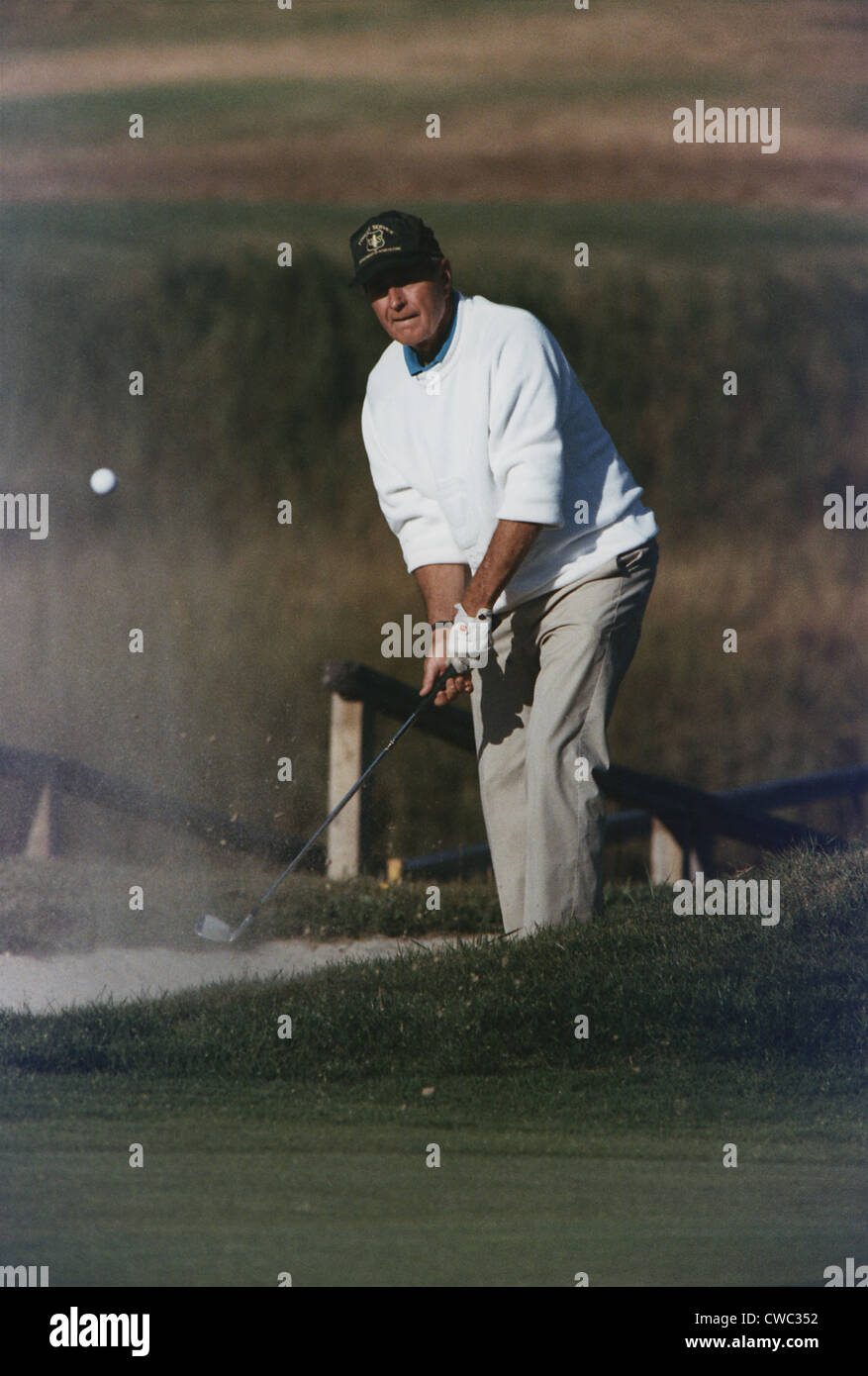 President George Bush plays golf at Kennebunkport Maine. Sept. 3 1989. (BSLOC 2011 3 69) Stock Photo