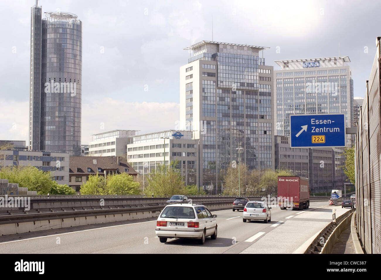 RWE and RAG buildings on the A40 in Essen Stock Photo