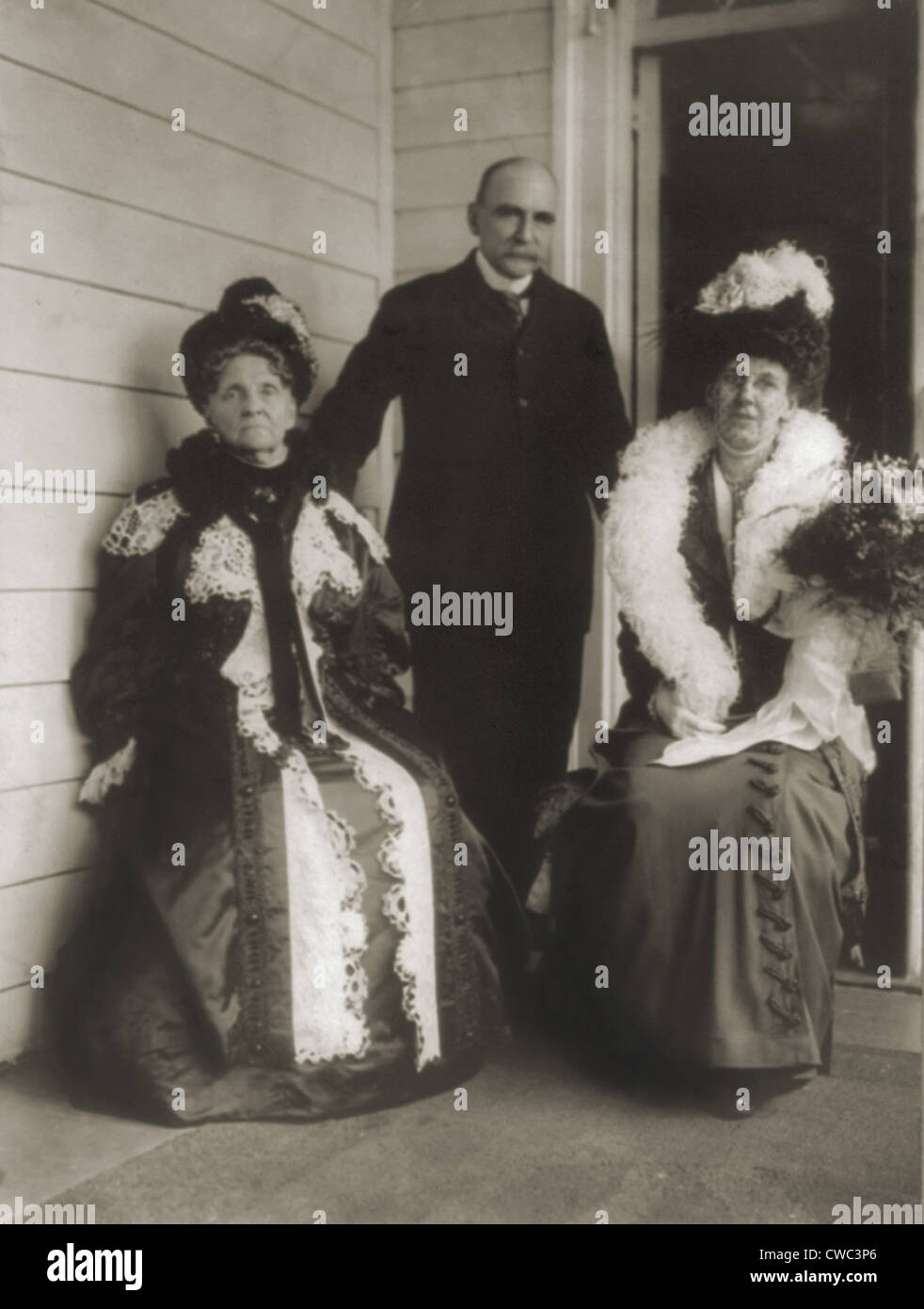 Hetty Green 1835-1916 with her daughter Sylvia and new son-in-law Matthew Astor Wilks a descendent of John Jacob Astor. She Stock Photo