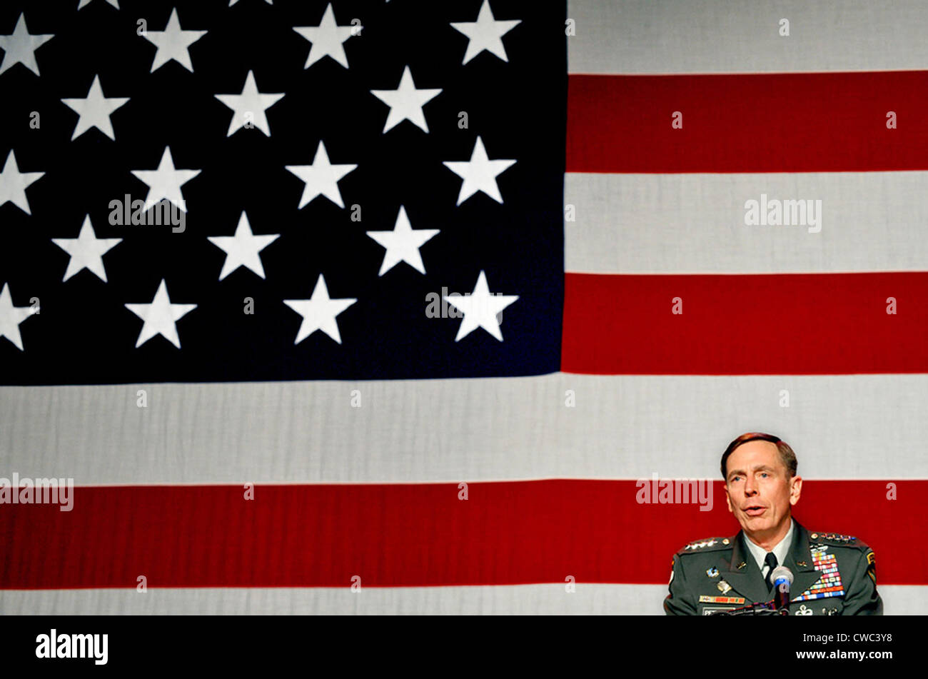 General David H. Petraeus Commander of United States forces in Iraq speaking at Nov. 4th 2009 in Colorado Springs Colorado. On Stock Photo