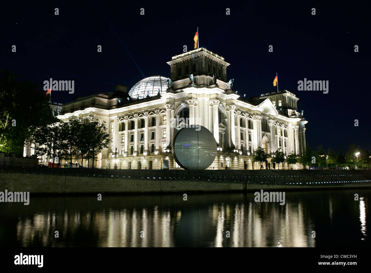 Berlin Reichstag Illuminated Stock Photo