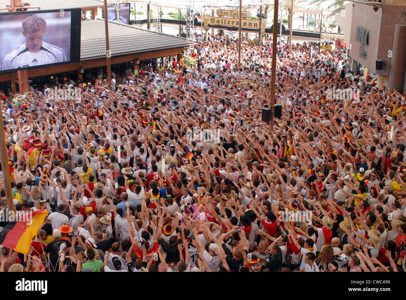 Spain, Mallorca, German football fans on Ballermann Stock Photo