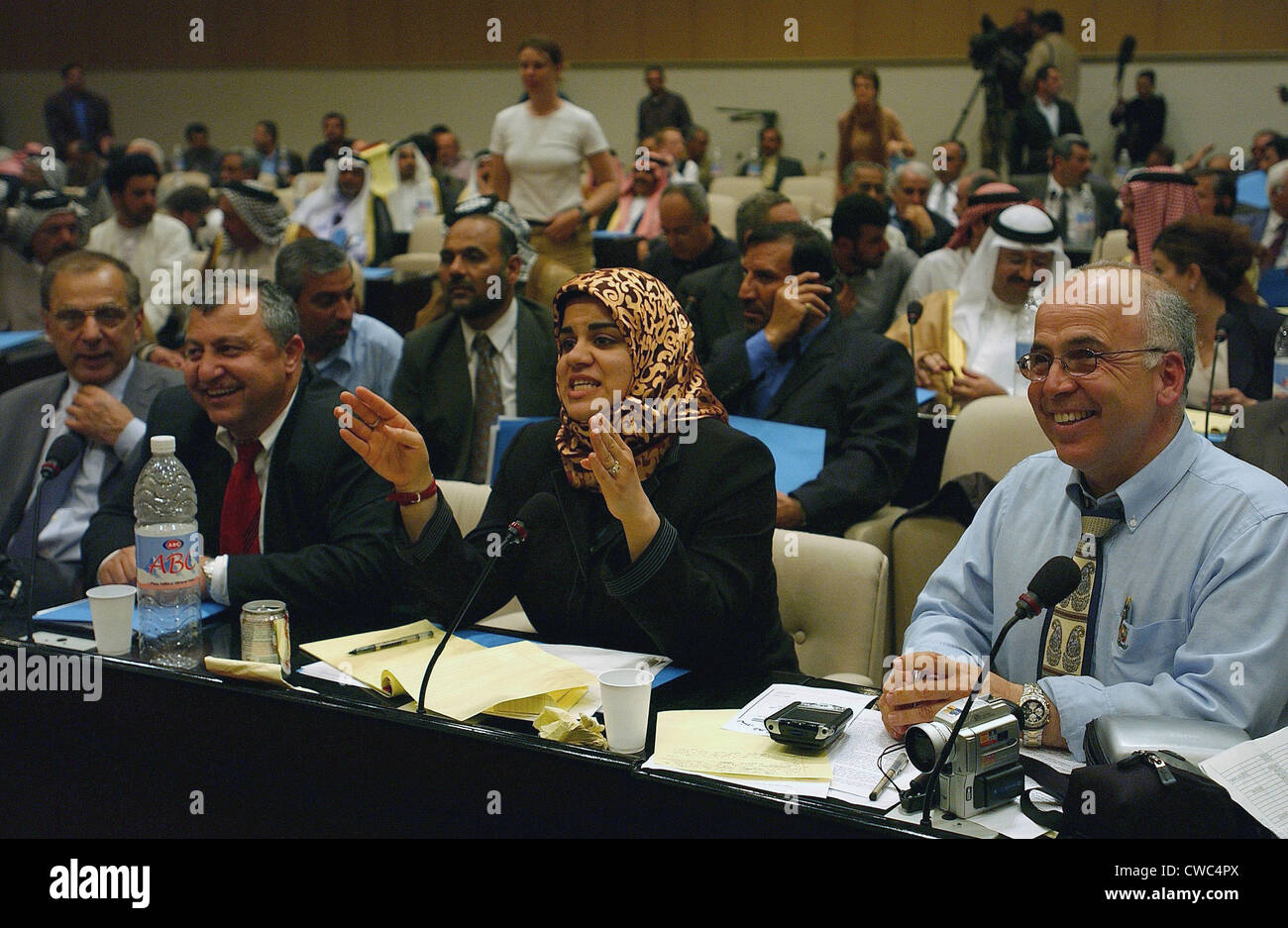 Iraqi Interim Authority Conference meeting on April 28 2003 to establish a democratic process for governing Iraq after the fall Stock Photo