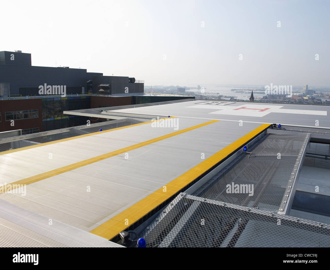 Helicopter Landing Pad On Top Of Hospital Building Stock Photo Alamy