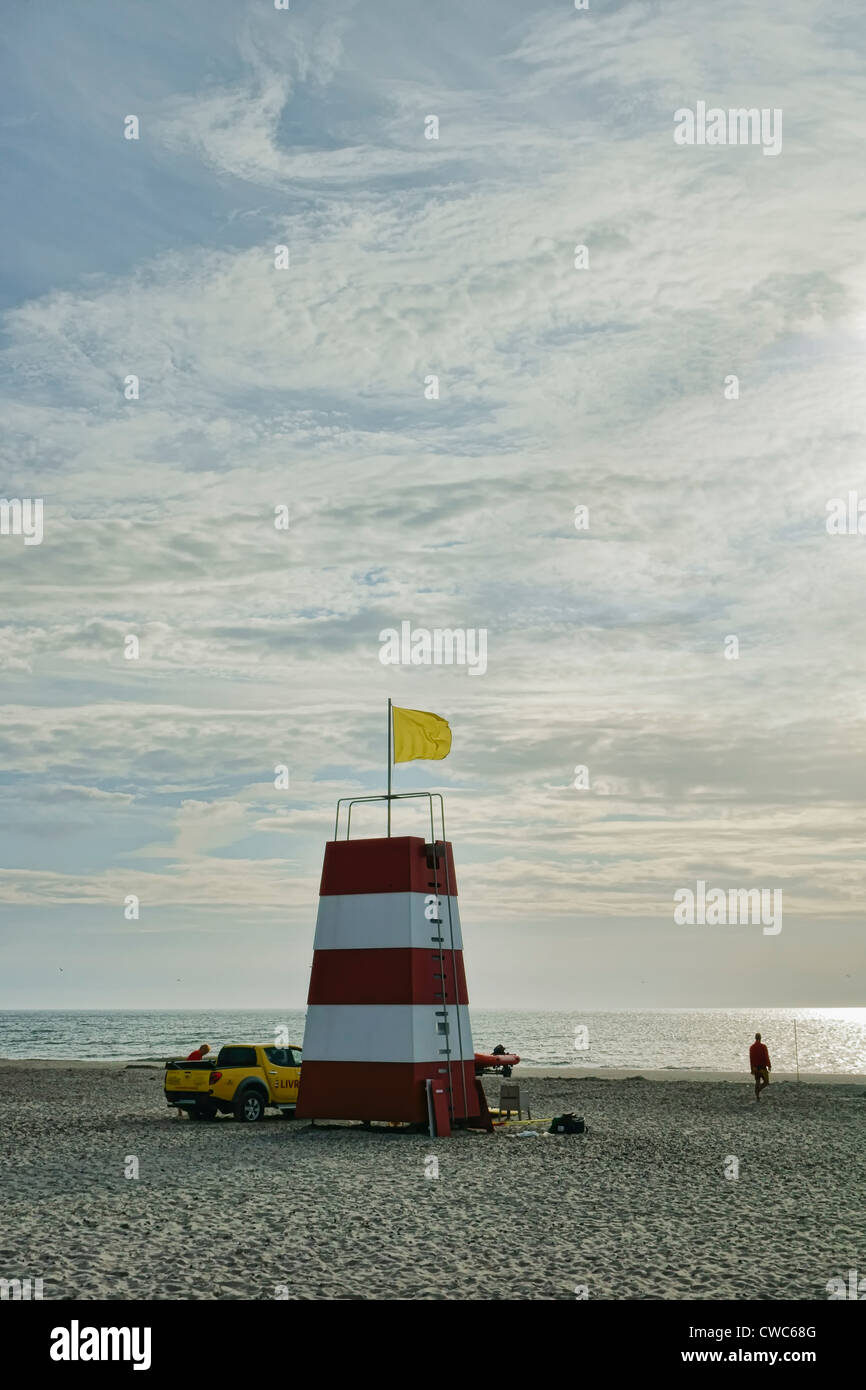 Lifeguard station on a Danish beach Stock Photo