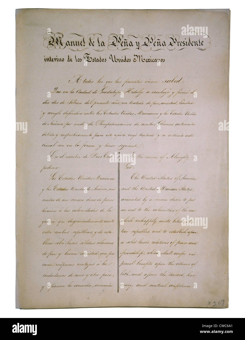 The Treaty of Guadalupe Hidalgo, which brought an official end to the Mexican-American War (1846–48), was signed on February 2, Stock Photo