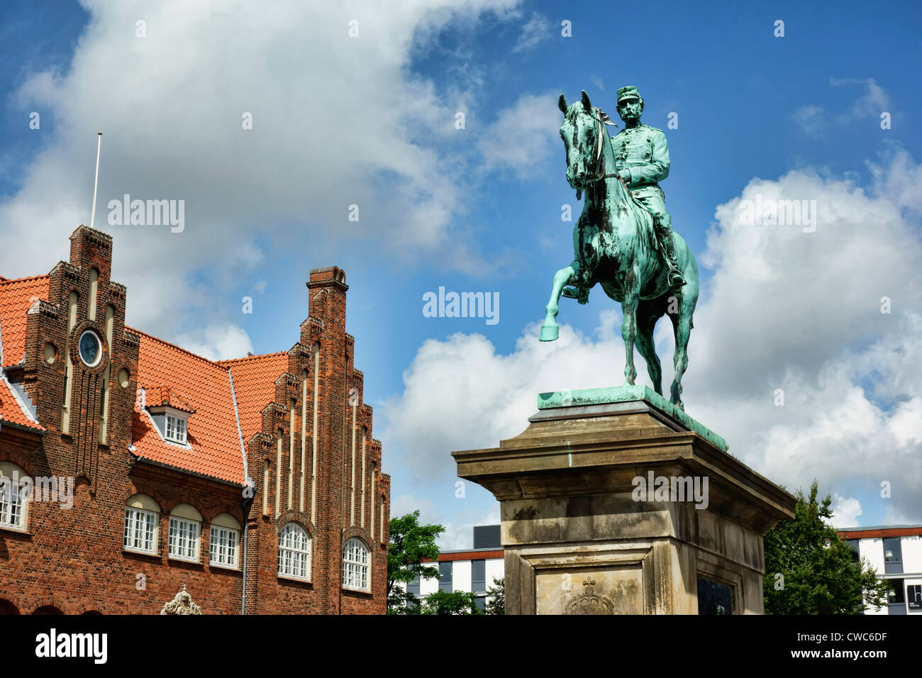 Statue of king Christian 10 on Esbjerg main square, Denmark Stock Photo