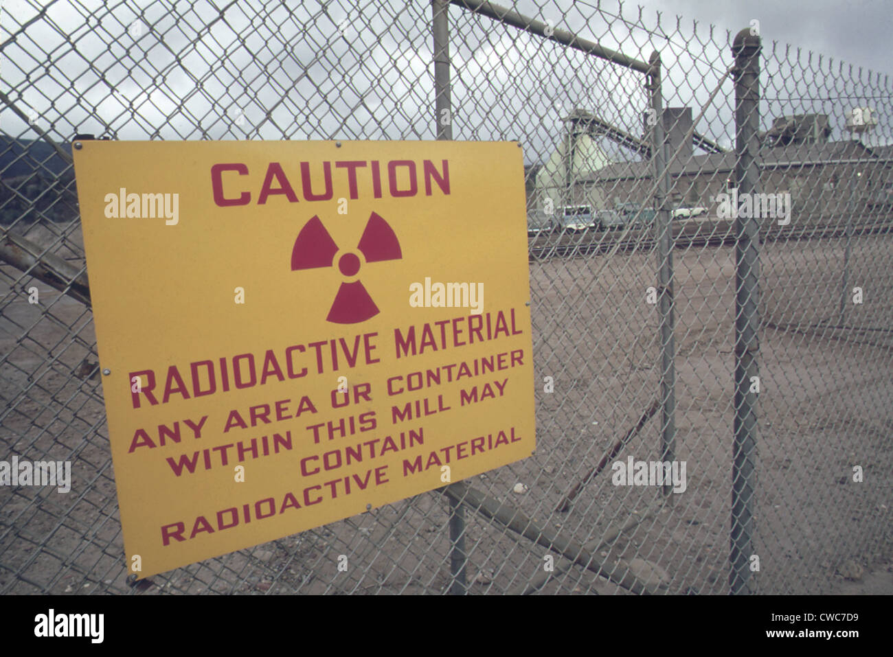 Radiation warning sign at a Union Carbide uranium mill near Rifle ...
