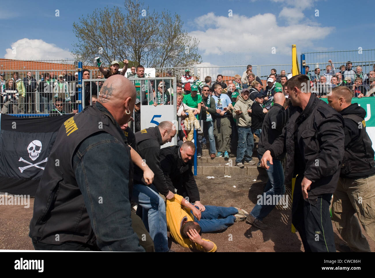 Riots at FC Magdeburg Stock Photo