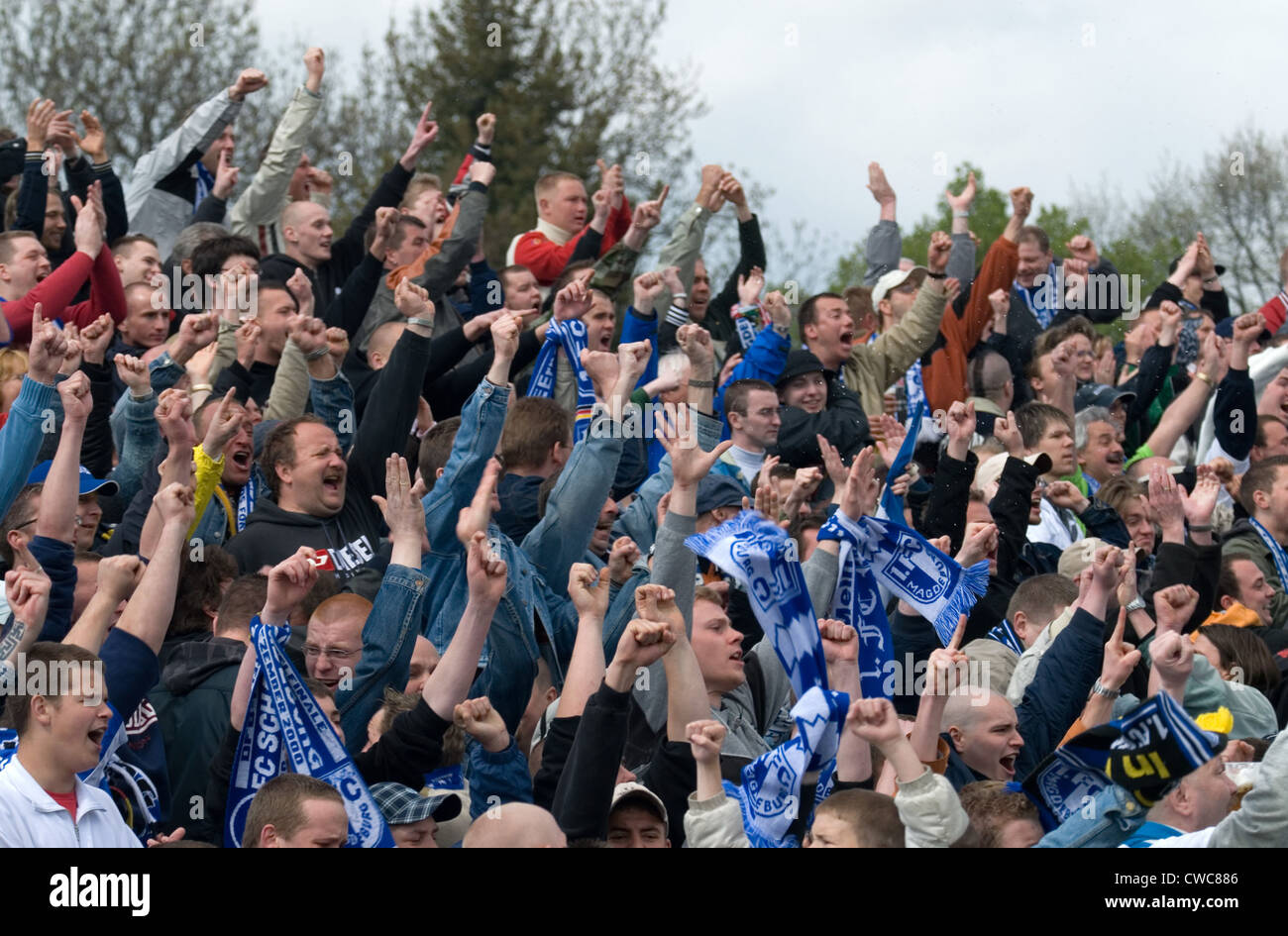Soccer fans of FC Magdeburg Stock Photo