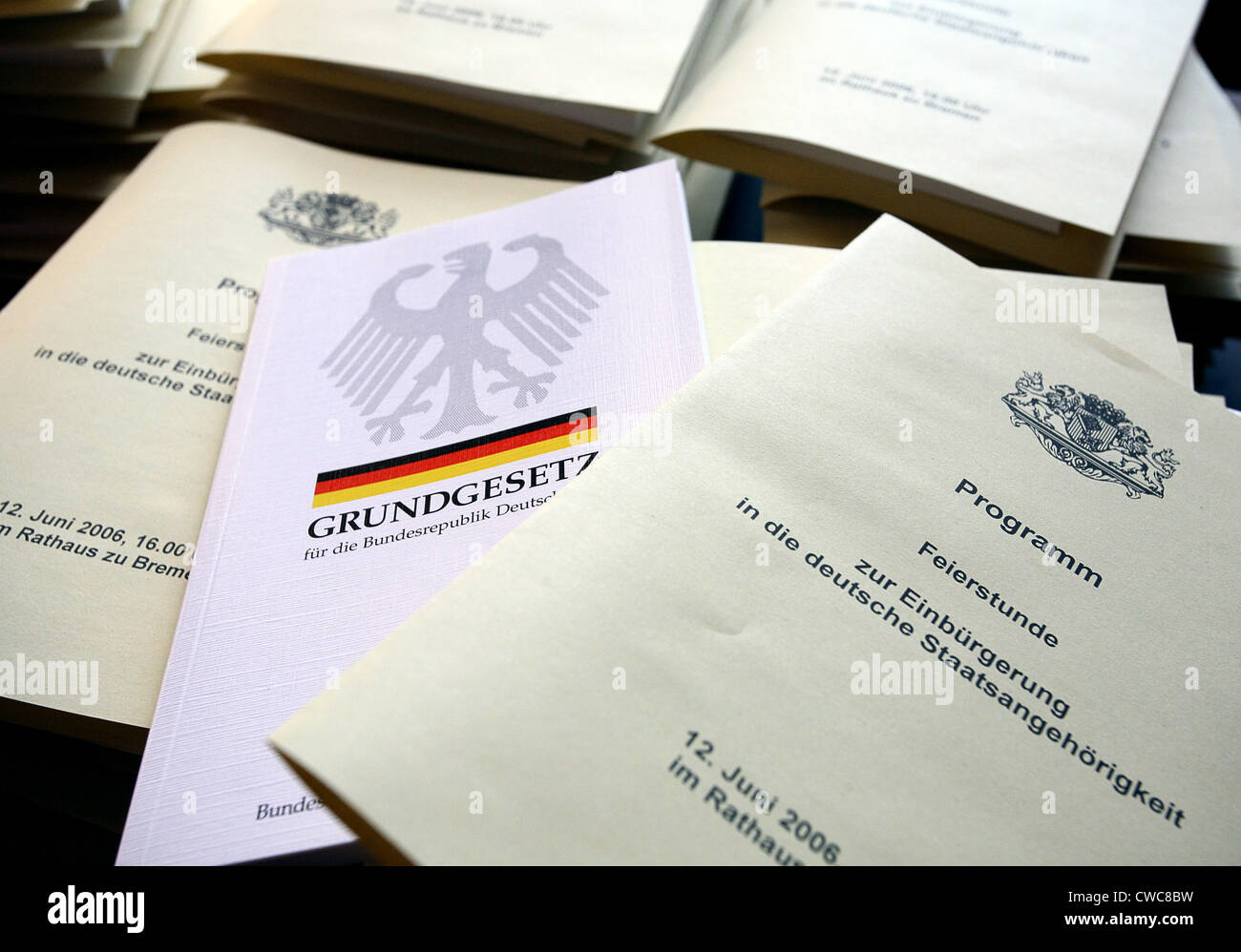 Programme for naturalization ceremony in the German Citizenship Stock Photo Alamy