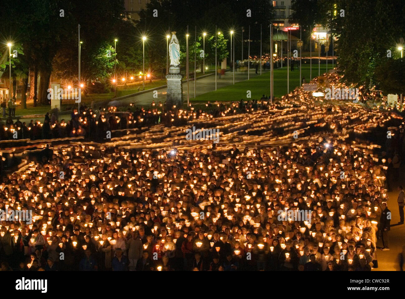 Nightly candlelight procession in Lourdes, France Stock Photo 50057695