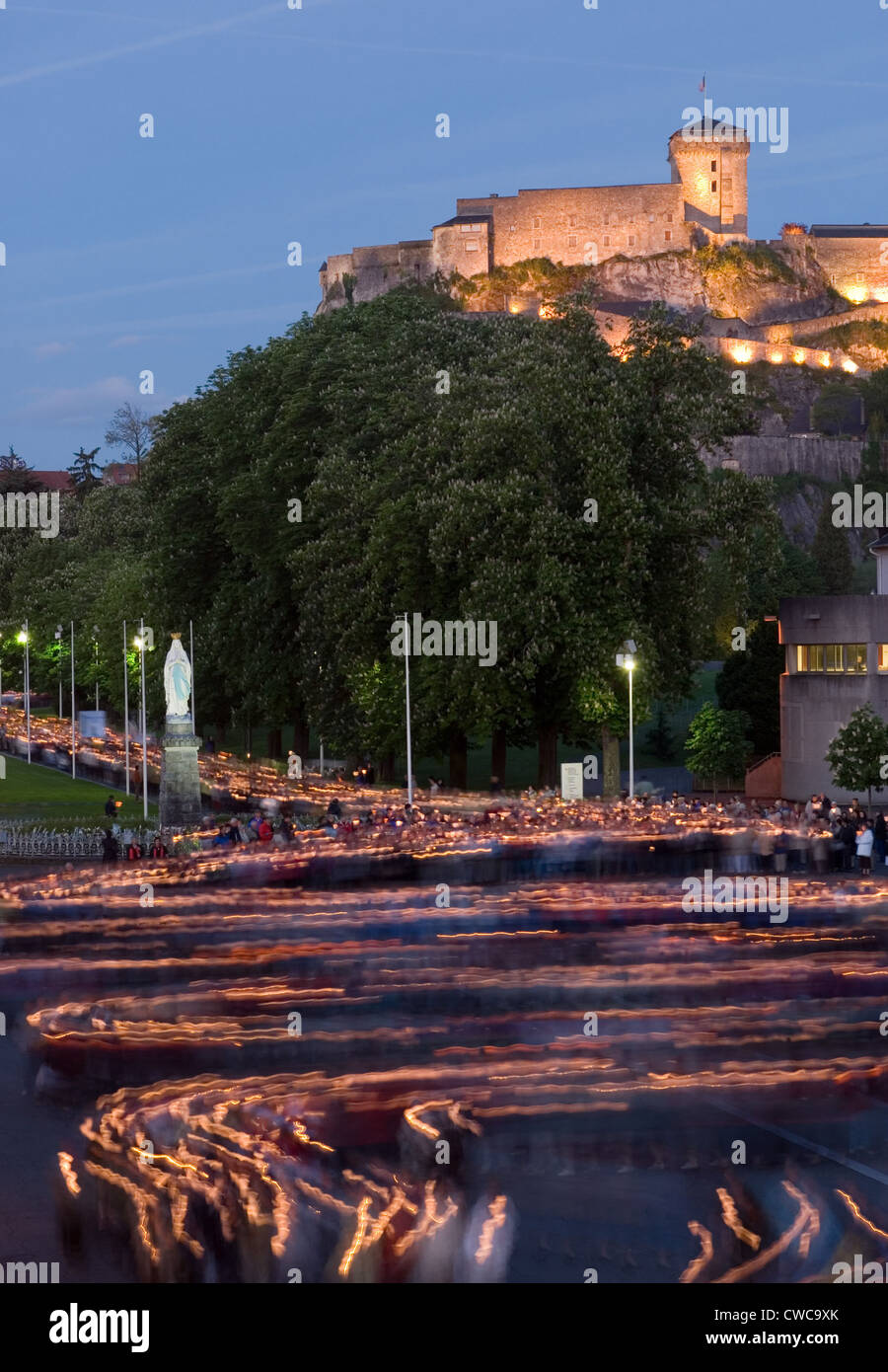 Nightly candlelight procession in Lourdes, France Stock Photo Alamy