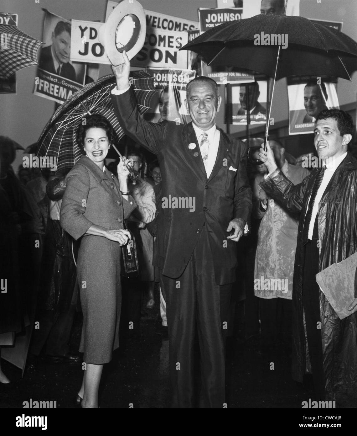 1960 Vice Presidential Campaign. Lyndon and Lady Bird Johnson campaigning in Minnesota. Sept. 21