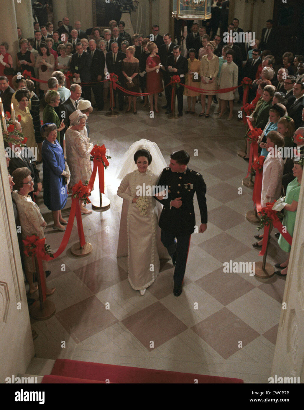 White House Wedding. Lynda Bird Johnson and Captain Charles Robb  at their White House. Dec. 9, 1967. Stock Photo