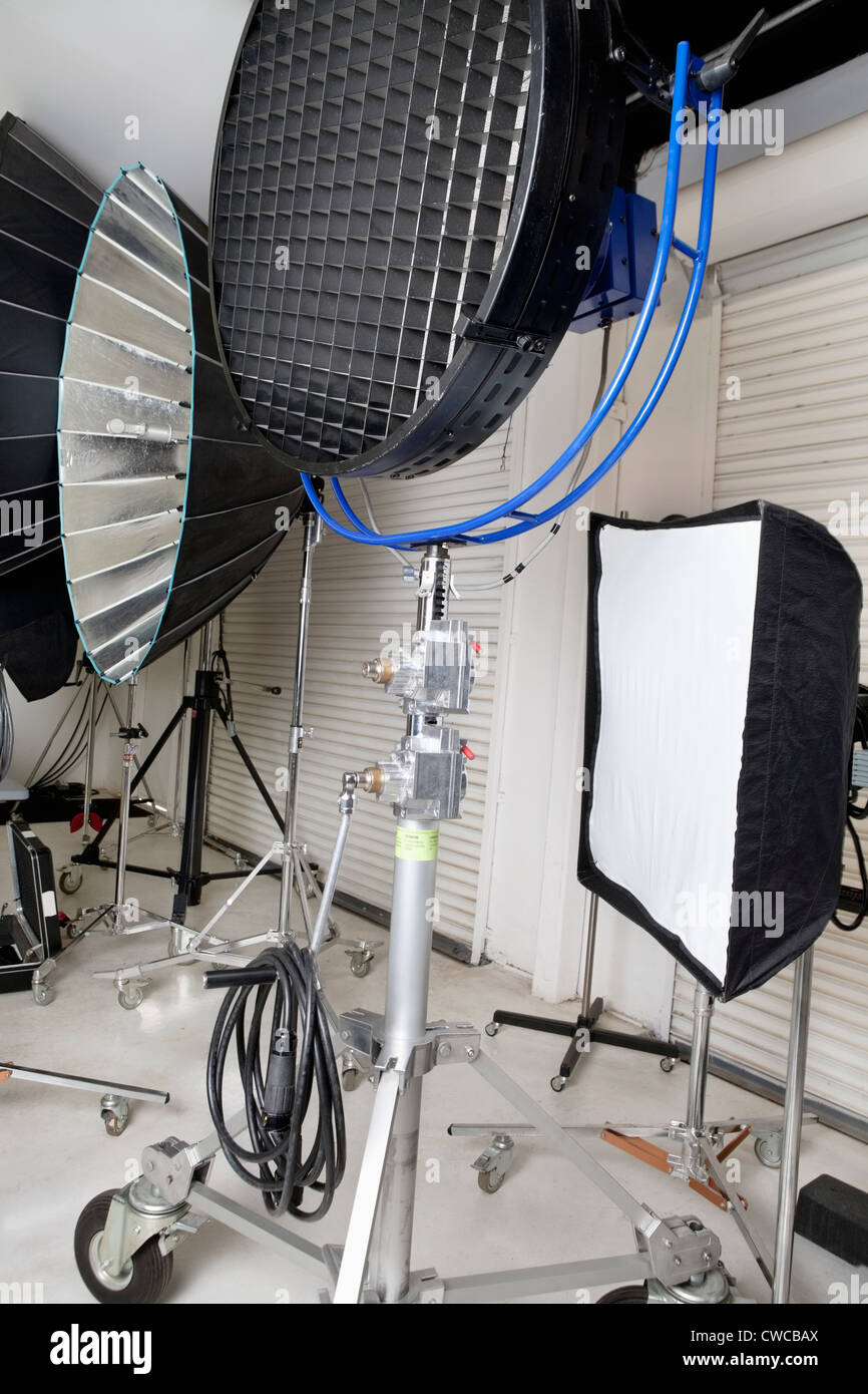 Photographing lights and reflectors in studio Stock Photo - Alamy