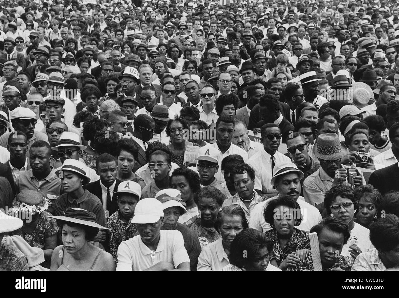 1963 March on Washington-Faces of the crowd. 75–80% of the marchers were African Americans and the rest were White and other Stock Photo