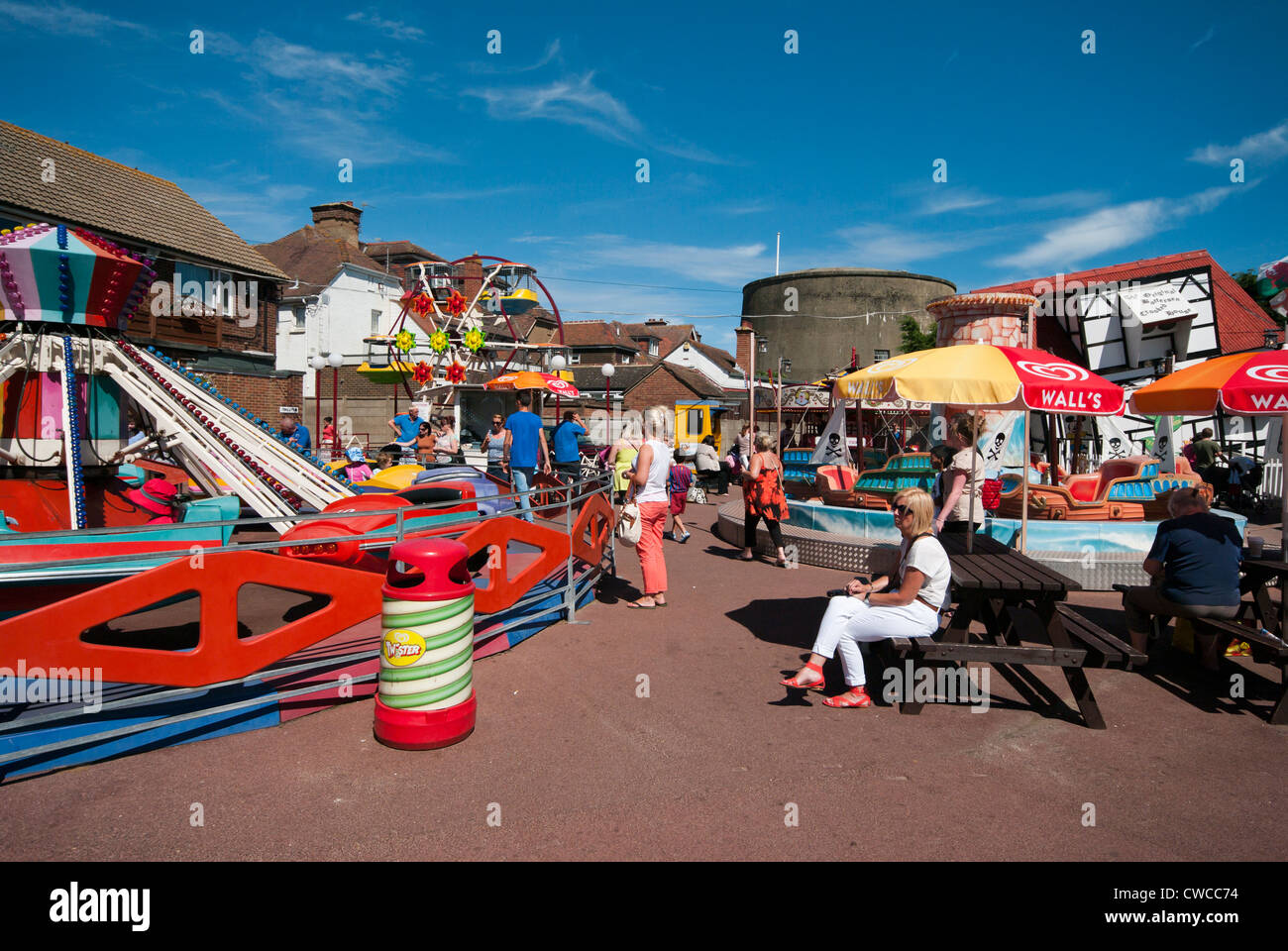 Dymchurch Funfair Kent UK Funfairs Fairground Fairgrounds Stock Photo