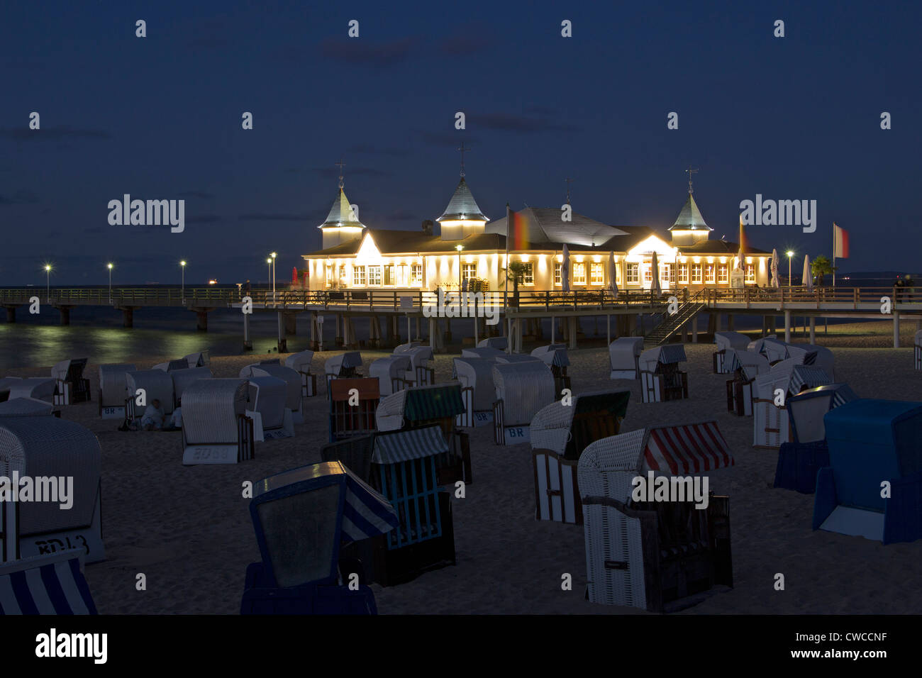 pier of Ahlbeck, Usedom Island, Baltic Sea Coast, Mecklenburg-West Pomerania, Germany Stock Photo