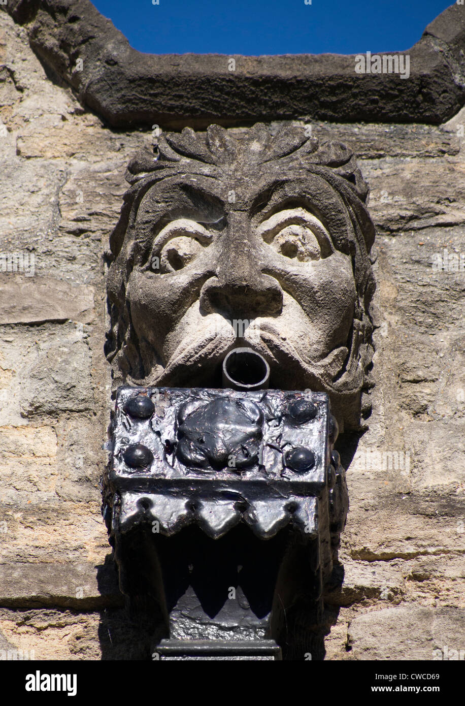 Drainpipe and gargoyle, Nuffield College Oxford Stock Photo