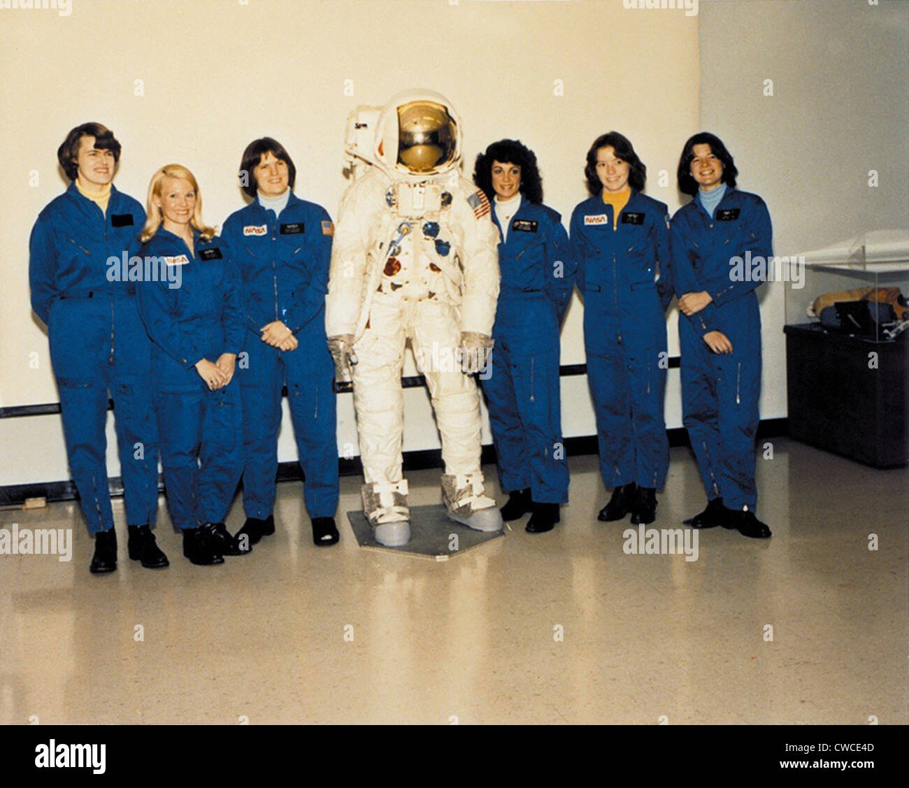 First Class of Female Astronauts who completed training in 1979. L-R: Shannon Lucid, Margaret Rhea Seddon, Kathryn, Sullivan, Stock Photo
