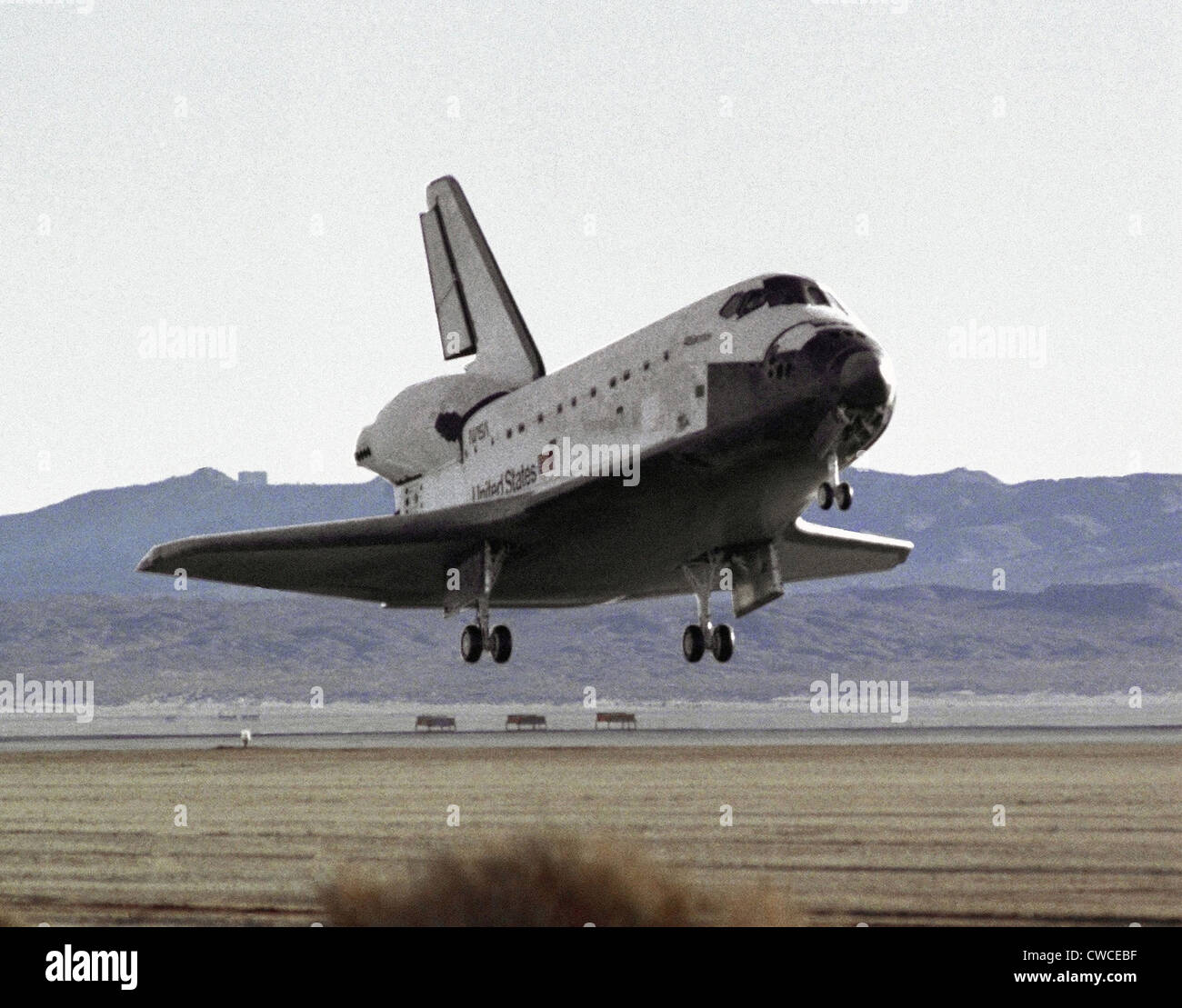 Space shuttle Atlantis landing at Edwards Air Force Base in California