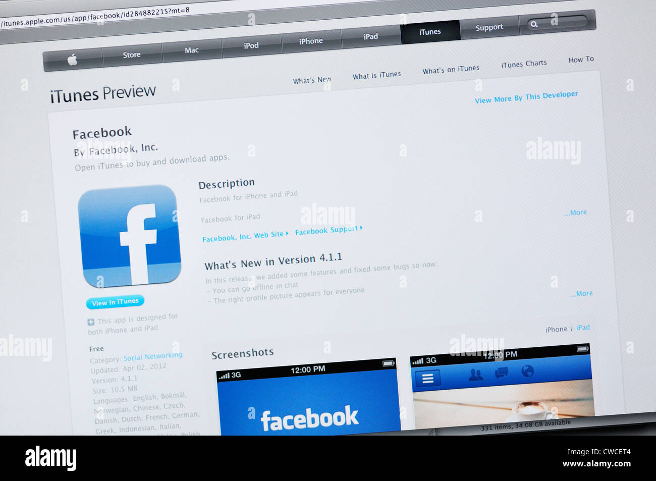 Facebook Networking Application Network apps hi-res stock photography and images - Alamy