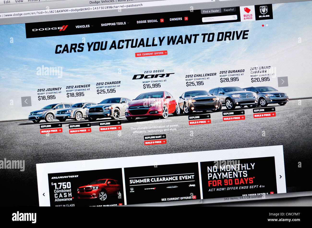 Dodge website - car manufacturer Stock Photo
