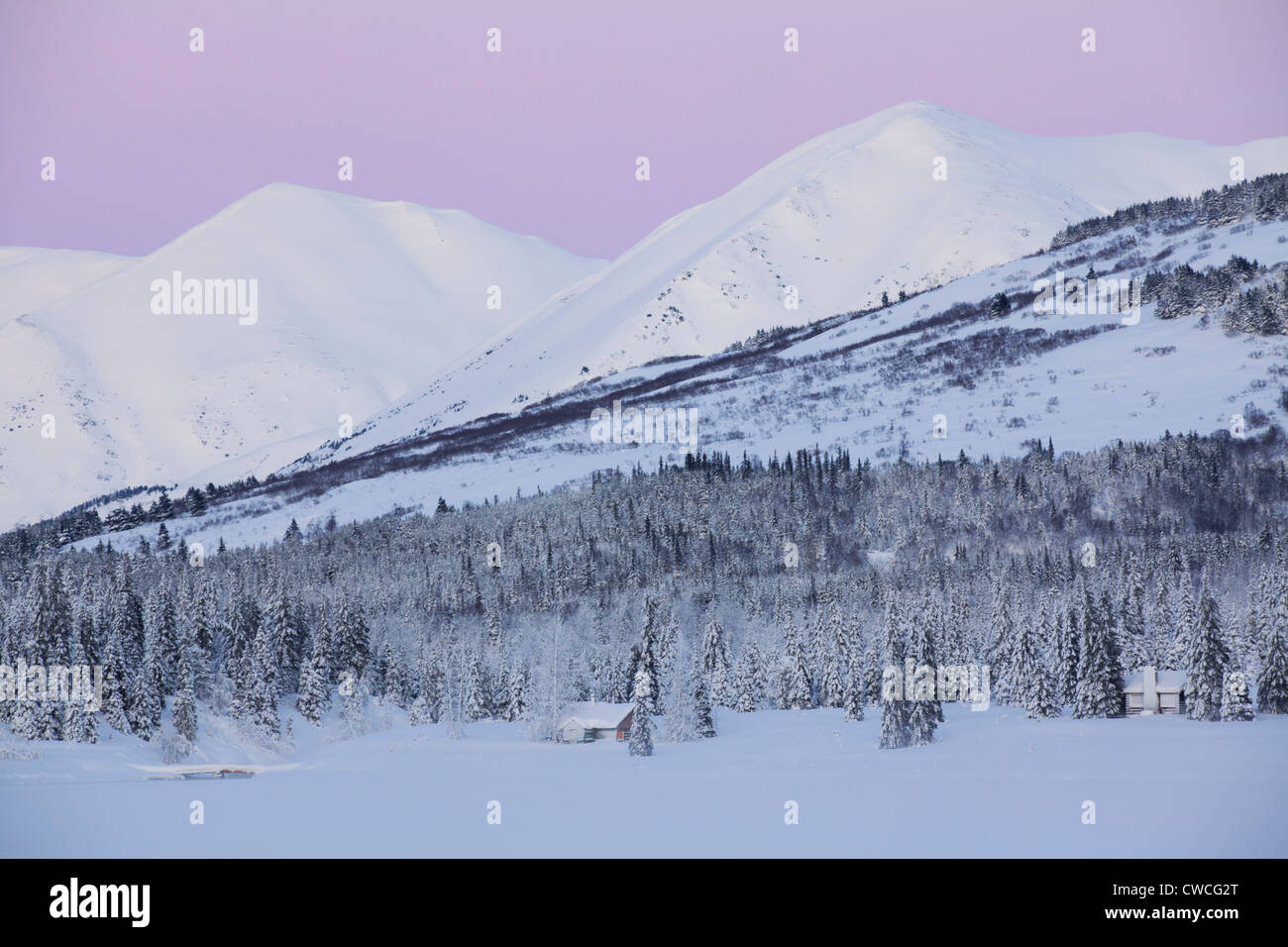 Cabins On Lower Summit Lake Chugach National Forest Alaska Stock
