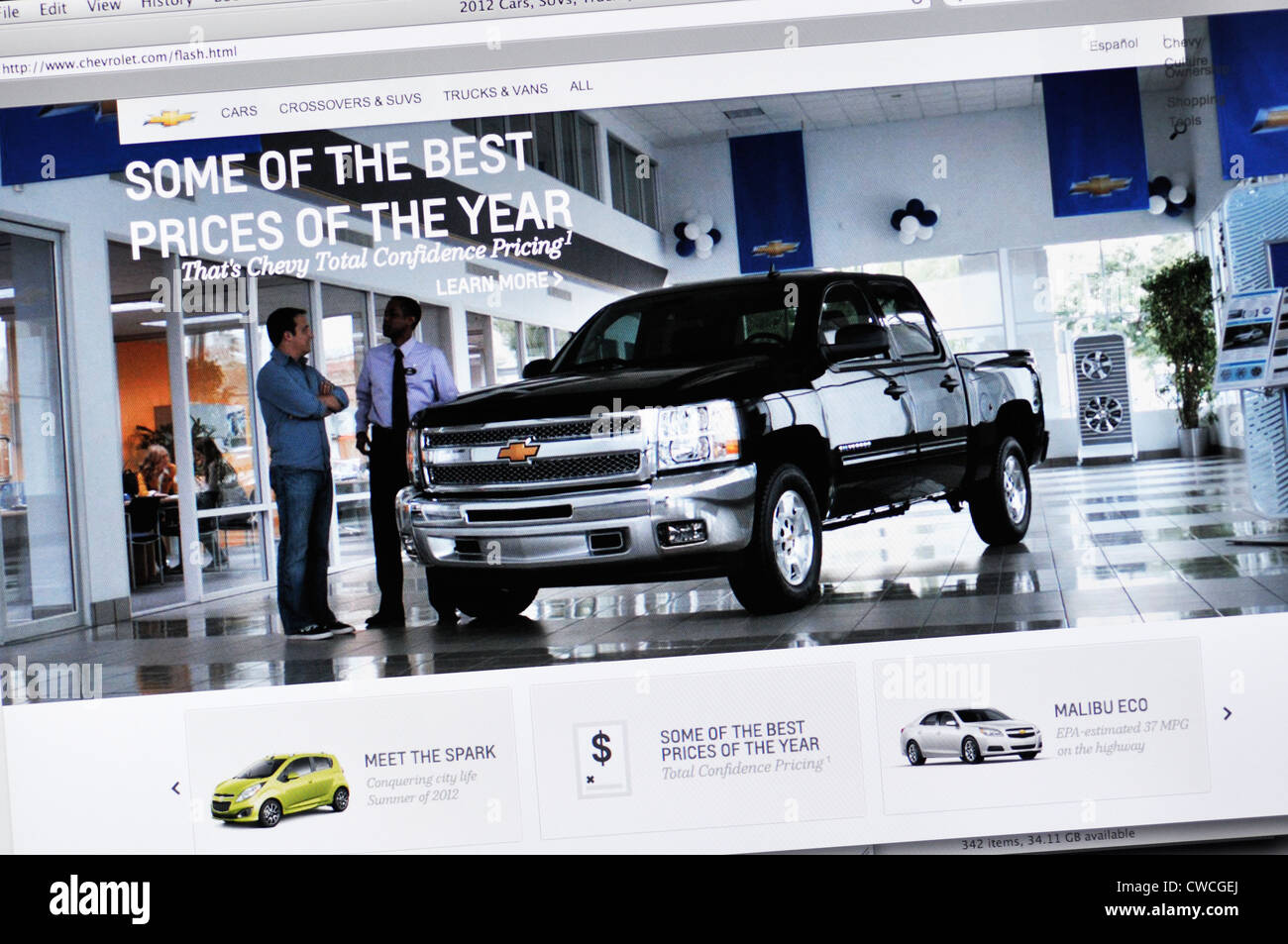 Chevrolet website - car manufacturer Stock Photo