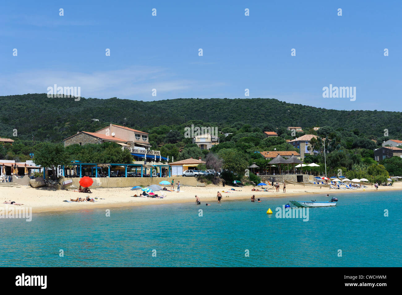 Beach of  Porto Pollo, Corsica, France Stock Photo
