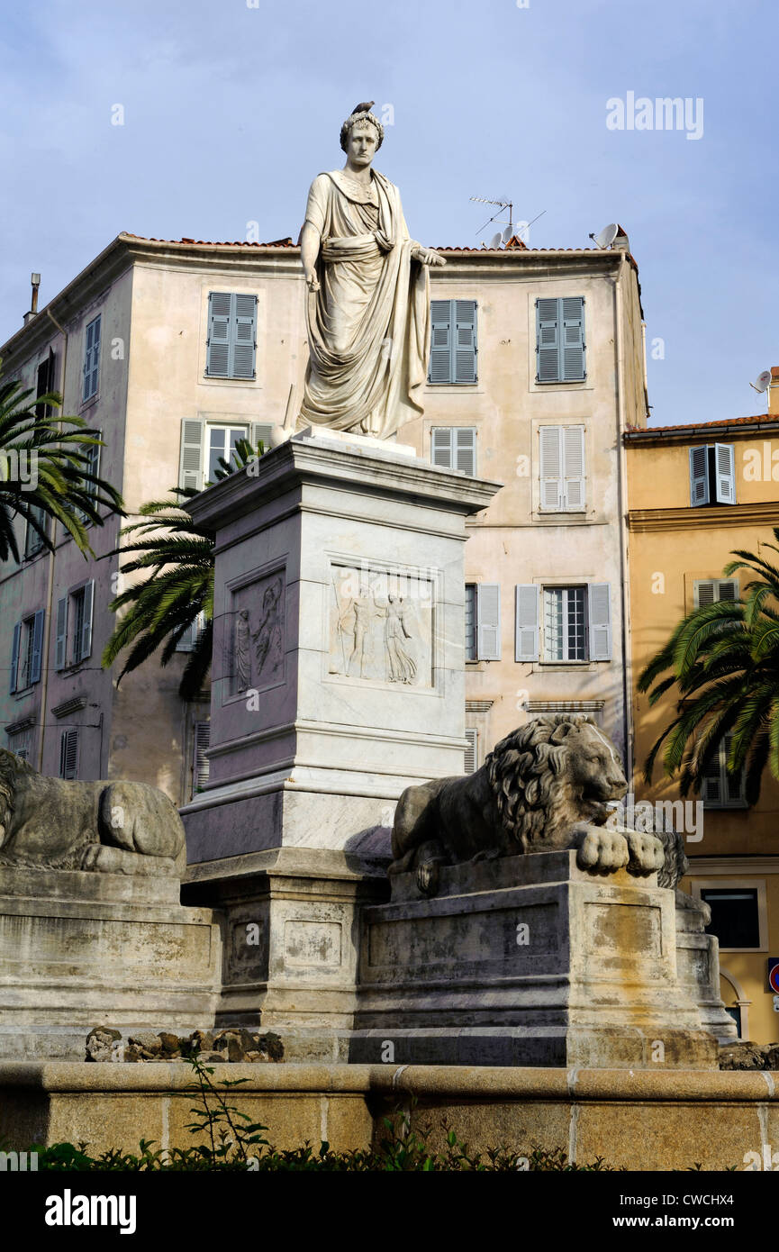 Monument of Napoleon Bonaparte on Place Foch in Ajaccio, Corsica, France Stock Photo