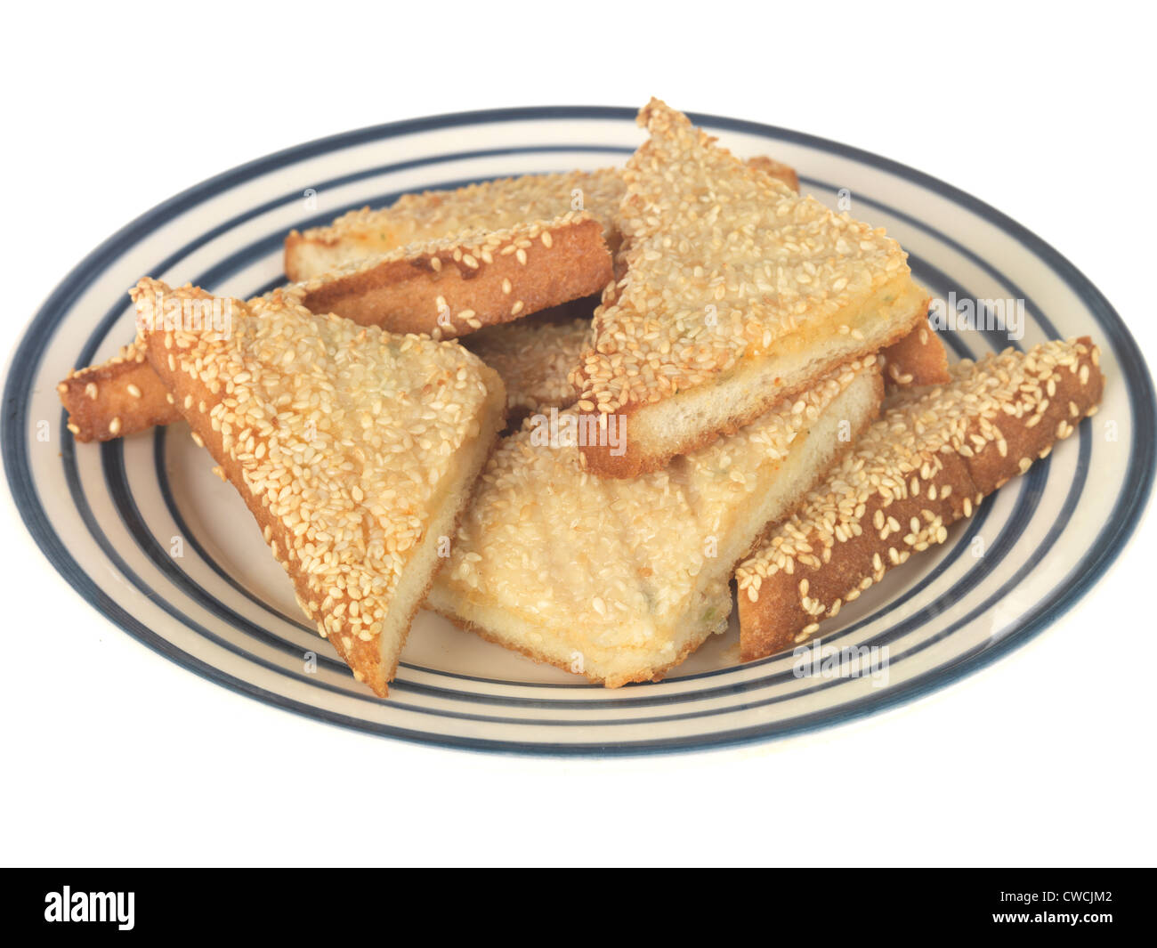 Fresh Chinese Style Fried Prawn Toast With Sesame Seeds Appetiser