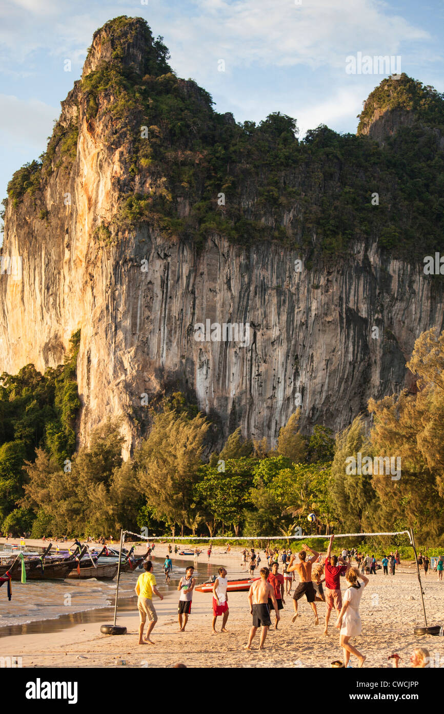 Beach volleyball, Railay, Southern Thailand Stock Photo