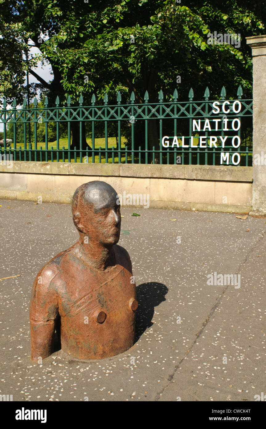 Sculpture by Antony Gormley, outside the Scottish National Gallery of