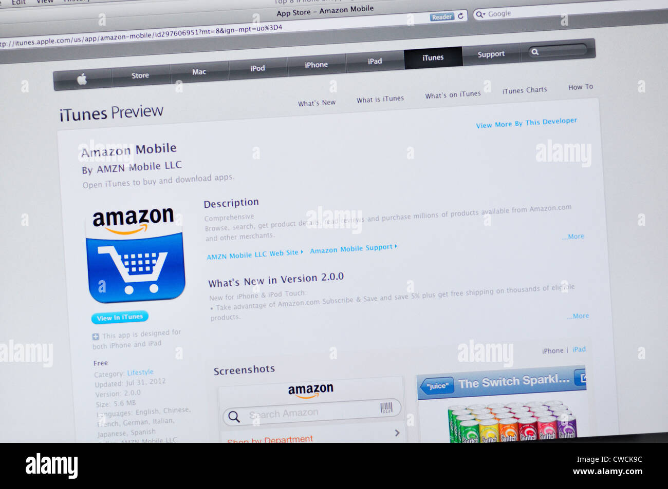 Amazon Mobile app website Stock Photo Alamy